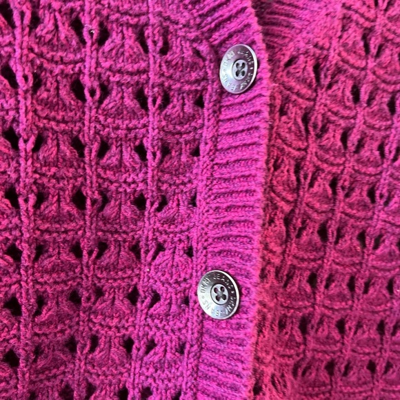 DKNY Purple Knit Crochet Cardigan - Picture 2 of 5